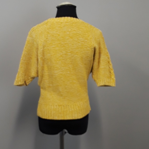 Loft mustard yellow cotton short sleeve sweater - Picture 5 of 6